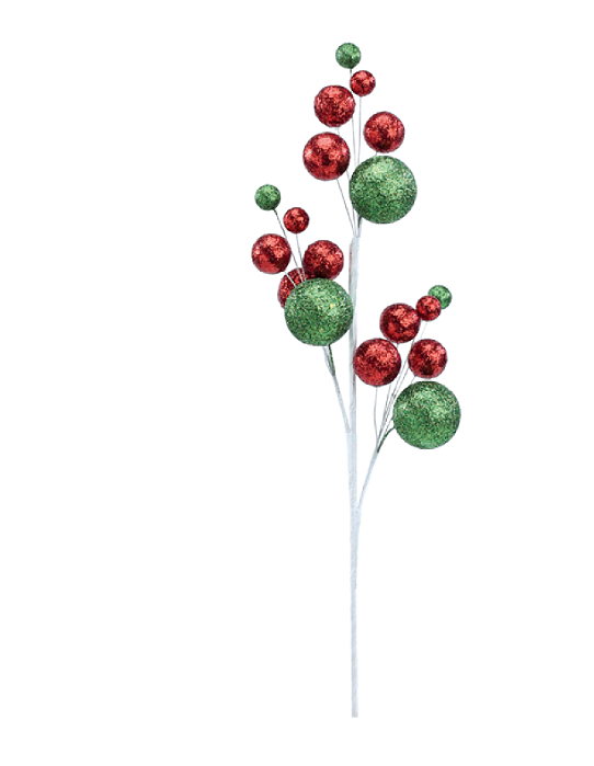 Galho de Natal Bolinhas Verde e Vermelho 48cm - Ref 1004933 Cromus