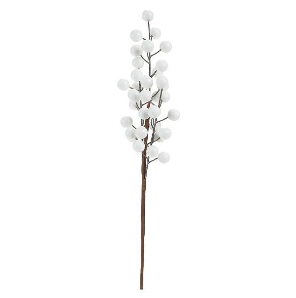 Galho de Natal Frutas Brancas 45cm - Ref 1087476 Cromus
