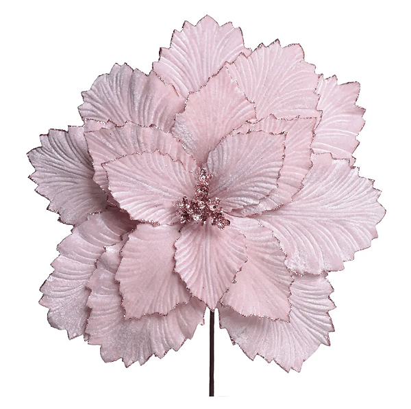 Flor de Natal Poisentia de Veludo Rosa Claro 36x33cm - Ref 3100292 Cromus