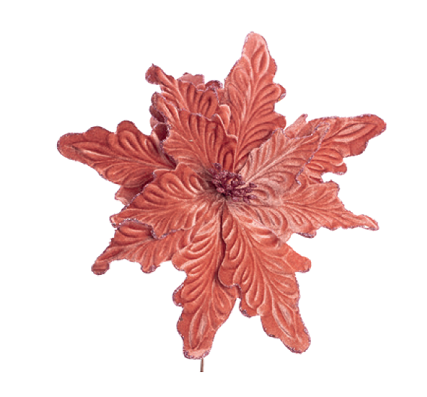 Flor de Natal Poisentia de Veludo Rosa Antigo 30x26cm - Ref 1102893 Cromus