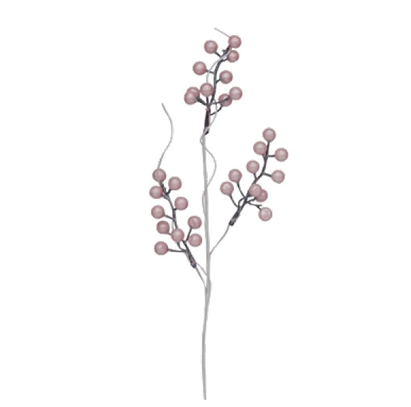 Galho de Natal Frutas Peroladas Rosa Claro 35cm - Ref 1022721 Cromus