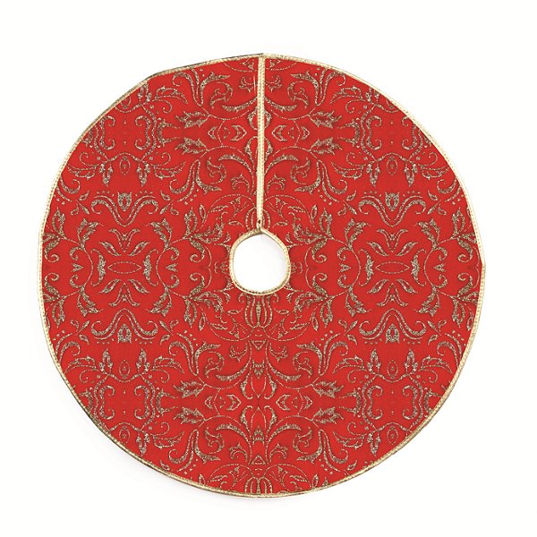 Saia Para Árvore de Natal 120cm Vermelha com Arabescos Dourados - Ref 1713715 Cromus Natal