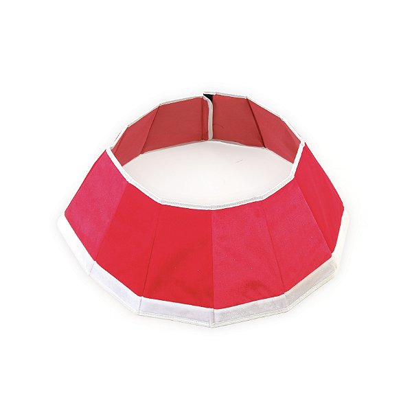 Saia Para Árvore de Natal Rígida Desmontável Vermelha de Veludo Branco 68cm - Ref 1042058 Cromus