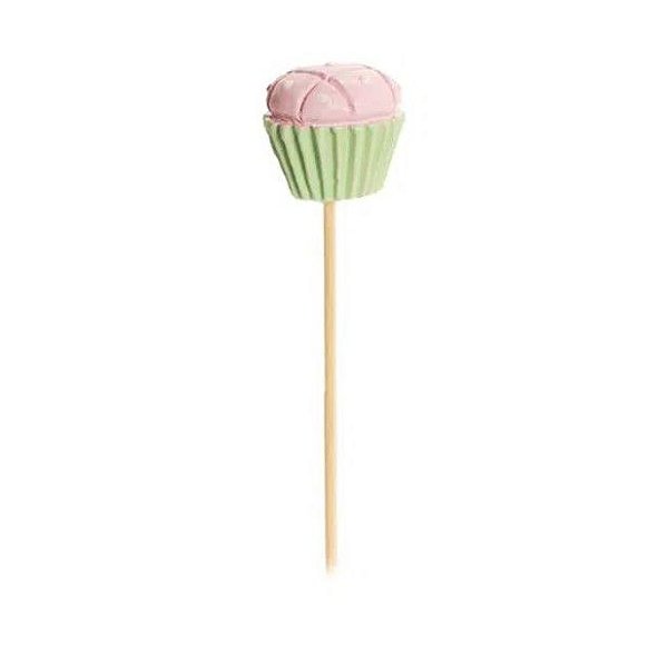 Pick Aplique Curto Cupcake para Doces Verde CROMUS Jogo com 6 unidades