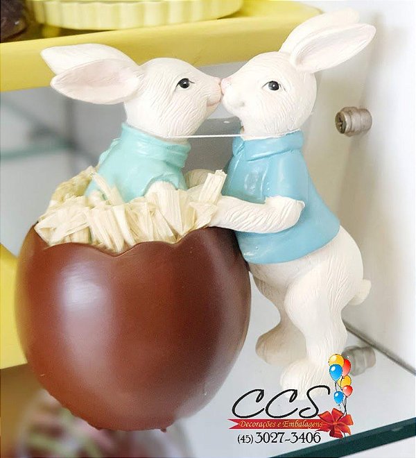 Coelhos se Olhando de Resina 1014705 Cromus