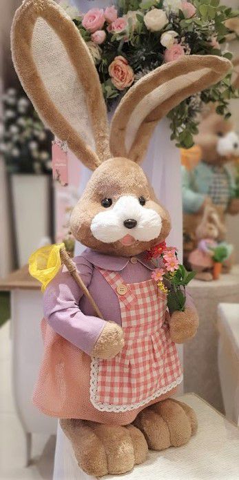 Coelha Peludinha e Juta Xadrez Rosa Gigante 91x41x30cm (Happy Sunday) G Cromus 1012957