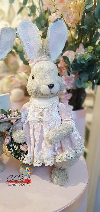 Coelha Decorativa Veludo Pistache 1010730 Cromus