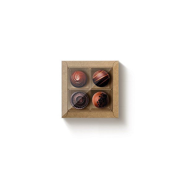 Caixa Quadrada para 4 Docinhos com Tampa PVC - Cromus 13003170