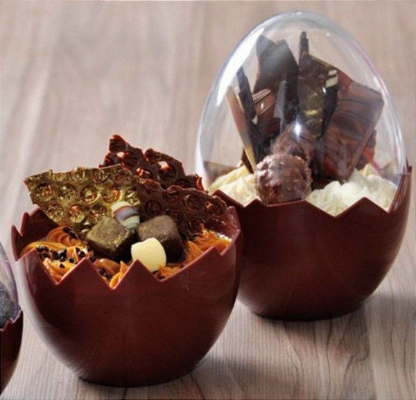 Ovo de Acrilico Porta Doces com Base Marrom P Cromus 1821446
