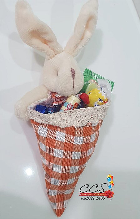 Bolsinha Xadrez Laranja Para Colocar Doces Páscoa Cromus 1721154