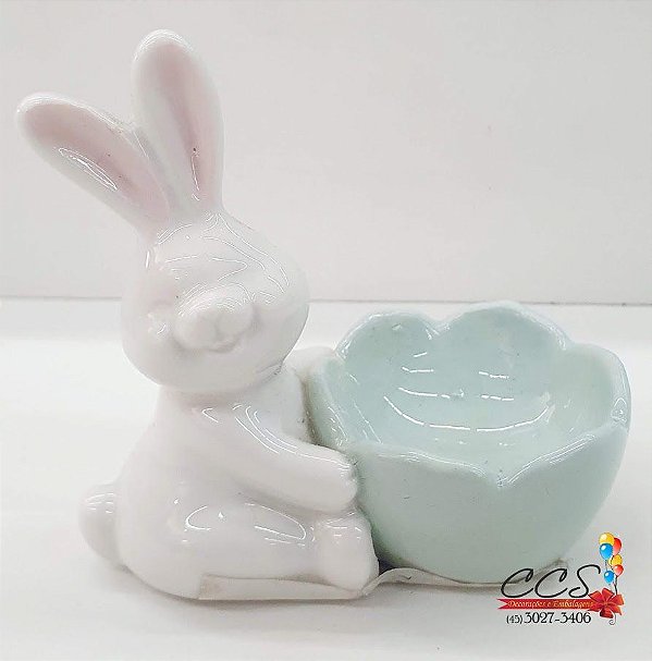 Coelho Porta Ovo de Cerâmica Verde Cromus 1820103