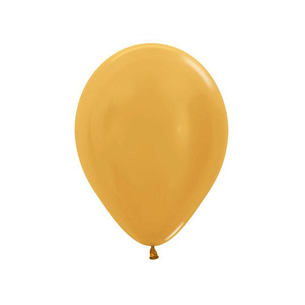 Balão Latex Metal 12 Polegadas Dourado Pacote com 50un SEMPERTEX Cromus 39000304