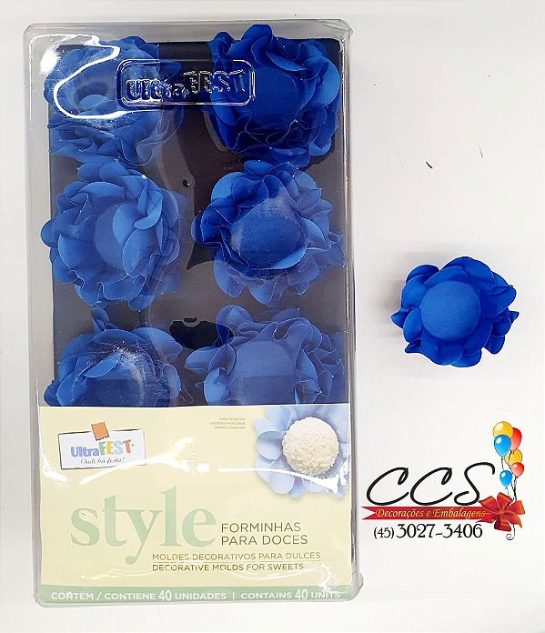 Forminha Para Docinhos Style Azul Royal com 40 Unidades ULTRAFEST 3987.01