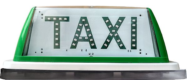 10 - Luminoso Cristal Verde Com Imã - Palavra Taxi em LEDs Verdes.