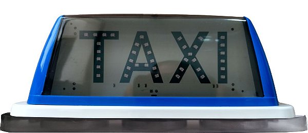 17 - Luminoso Fumê Azul Com Imã - Palavra Taxi em LEDs Verdes.