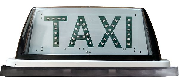 08 - Luminoso Cristal Preto Com Imã - Palavra Taxi em LEDs Verdes.
