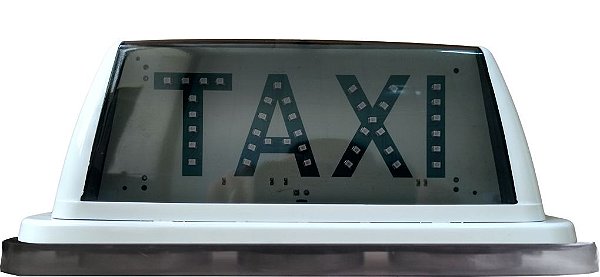 19 - Luminoso Fumê Branco Com Imã - Palavra Taxi em LEDs Verdes.