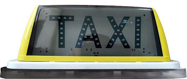 15 - Luminoso Fumê Amarelo Com imã - Palavra Taxi em LEDs Verdes.