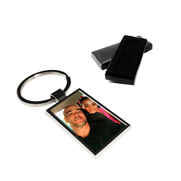 Chaveiro retangular com foto resinada