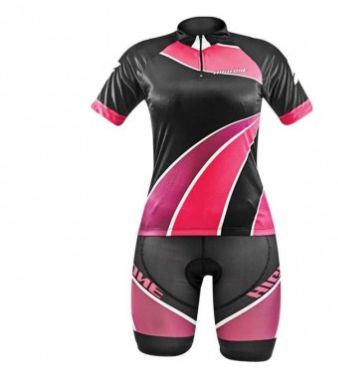 Conjunto Ciclismo Feminino High One Bermuda e Camiseta Forro Preta Rosa