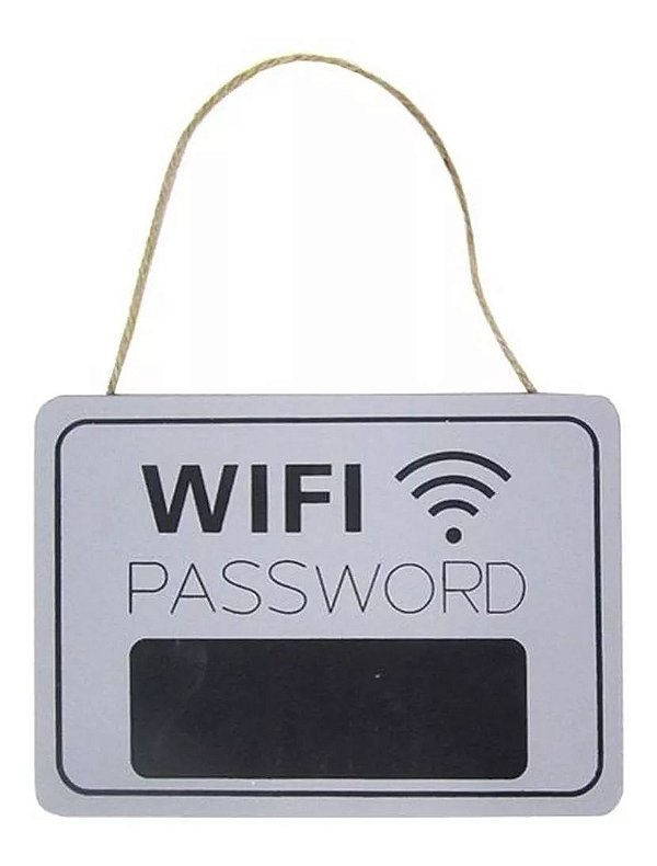 Placa Decorativa  Indicativa Wifi Password De Mdf Retangular 20x14cm