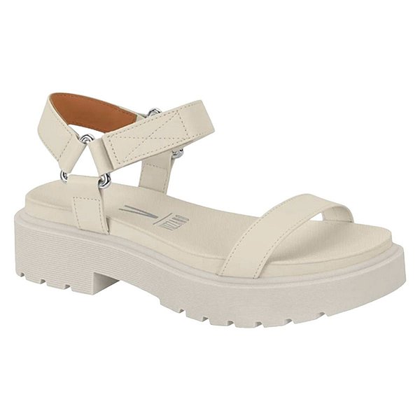 Sandália Papete Feminina Vizzano Flatform Tratorada Confortável Leve Branco