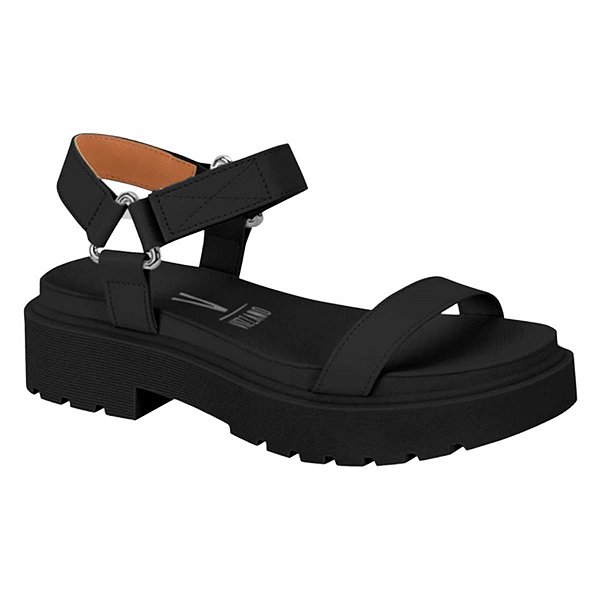 Sandália Papete Feminina Vizzano Flatform Tratorada Confortável Leve Preto