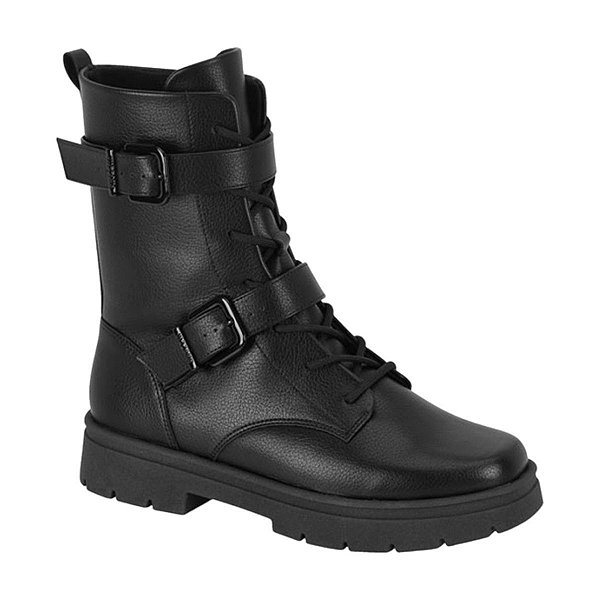 Bota Coturno Vizzano Tratorado Feminina Biker Fivela Fashion