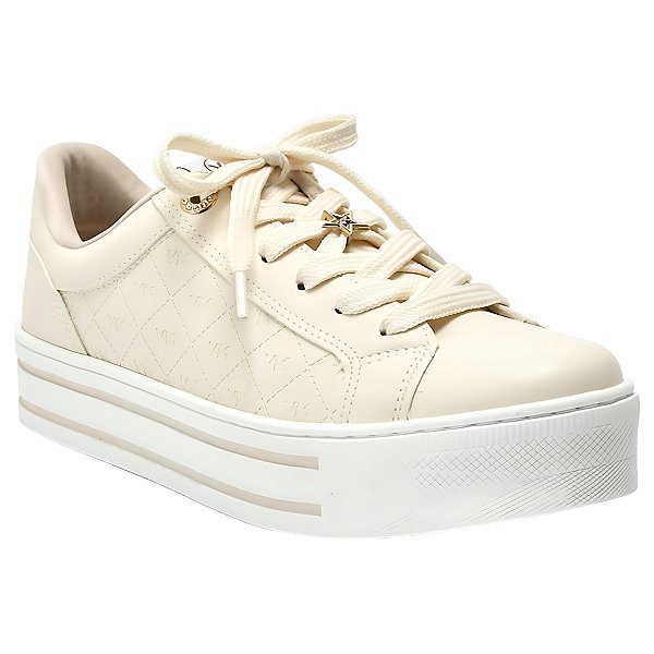 Tênis Feminino Via Marte Amarrar Plataforma Original Marfim