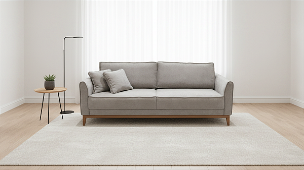 Sofá Picasso - Veludo Cinza 100% Poliéster