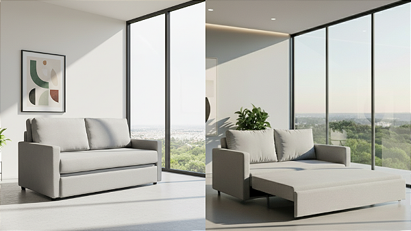 Sofá-Cama Burlone - Linho Bege