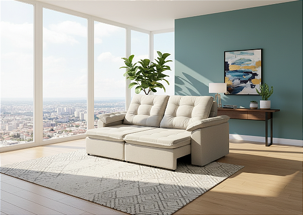 Sofá Itália - Linho Rústico Cru Bege