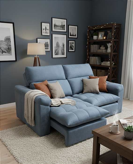 Sofá Austrália - Veludo Azul Marinho