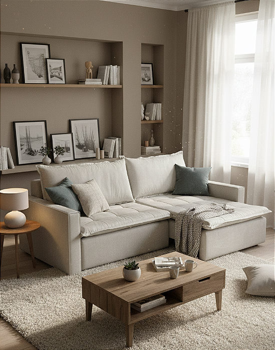 Sofá Sorano (acabamento com abas) - Tecido Veludo Texturizado