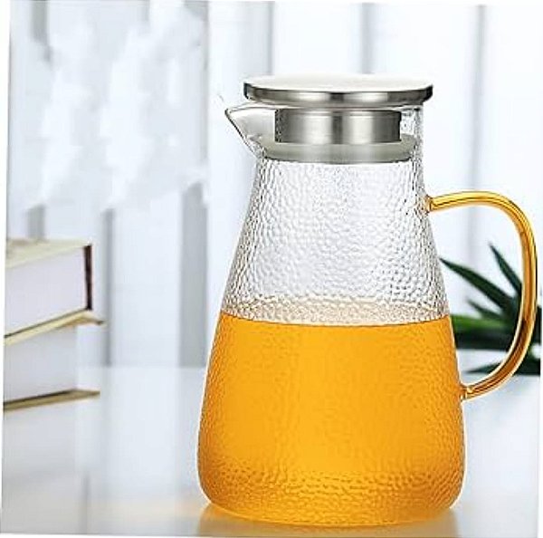 Jarra de vidro martelado com tampa de inox 1,8 litros