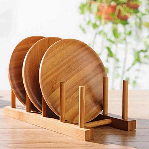Suporte Prato De Bambu 4 Divisórias