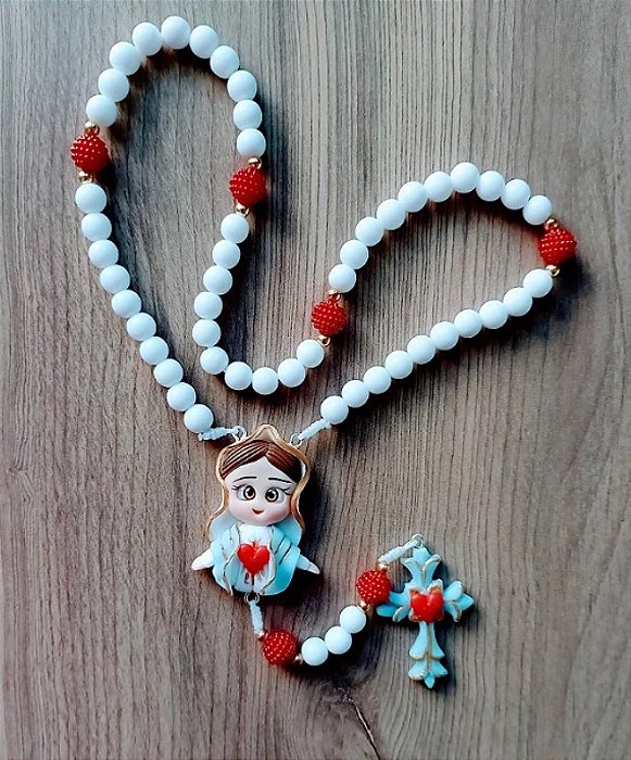 TERÇO ARTESANAL SAGRADO CORAÇÃO DE MARIA