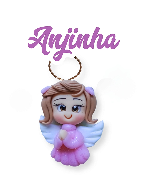 Aplique para chaveiro - Anjinha Rosa
