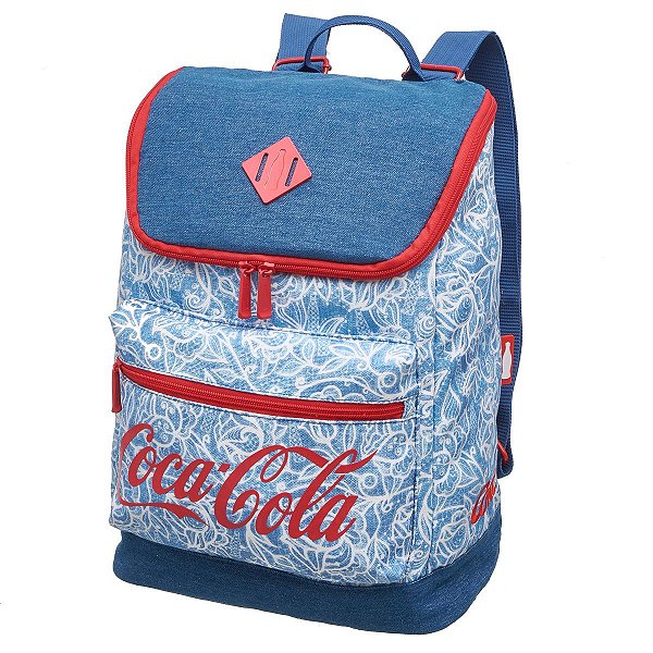 Mochila Escolar Costas Adulto Juvenil Coca-Cola Lace Azul