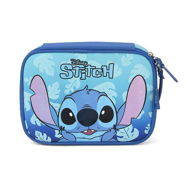 Estojo Escolar Box Infantil Personagem Disney Stitch Turquesa