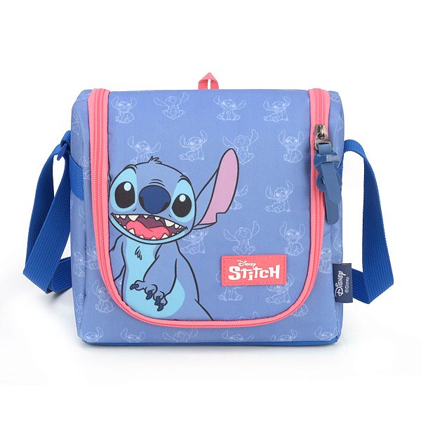Lancheira Bolsa Térmica Escolar Disney Stitch Azul