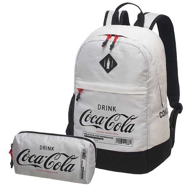 Mochila Masculina Feminina Notebook Necessaire Coca-Cola Tokyo Branca
