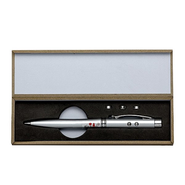Caneta Laser com Estojo de Madeira. Código SK374