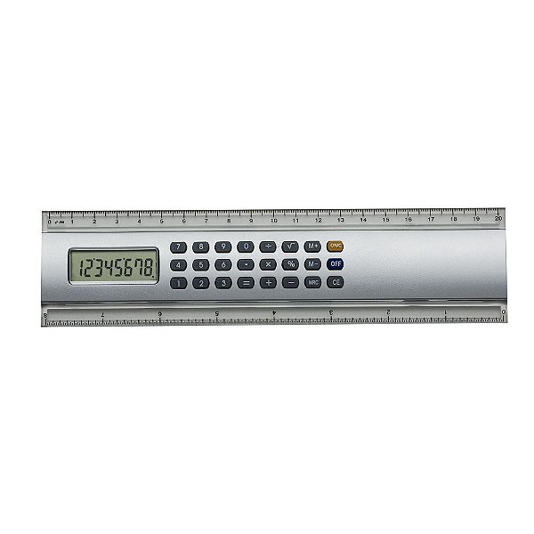 Régua plástica com calculadora de 20cm com 7 dígitos para seu logo. Código SK 146