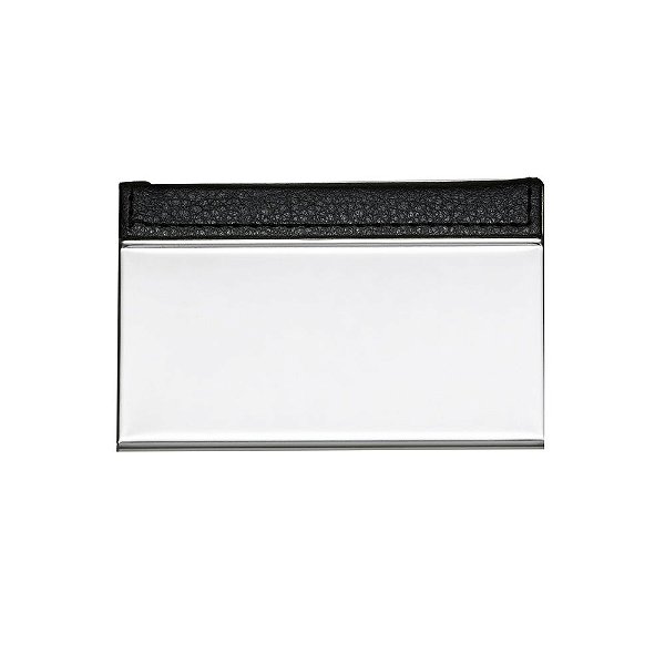 Porta cartão de metal com couro sintético. Couro com textura e costura. Código SK 8848