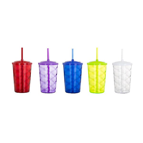 Copo de acrílico 720ml com detalhe espiral, copo e canudo inteiros .