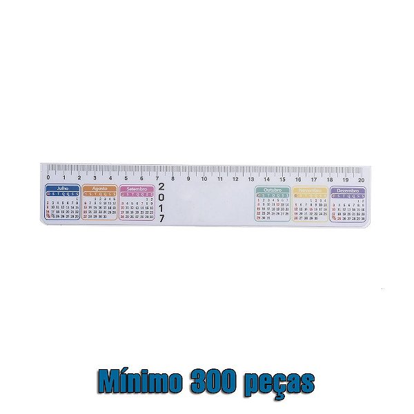 Régua plástica de 20cm com calendário. codigo. SK 13388