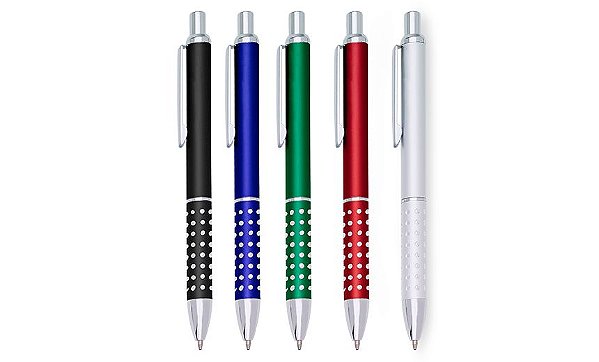 Caneta esferográfica retrátil de metal com 5 opções de cores para o corpo. Cód. SKCM25