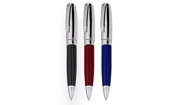 Caneta twist, esferográfica, de metal. Escrita azul. Código SKCM37