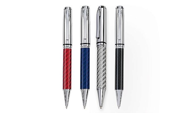 Caneta twist, esferográfica, de metal. Escrita azul. Cód. SKCM177